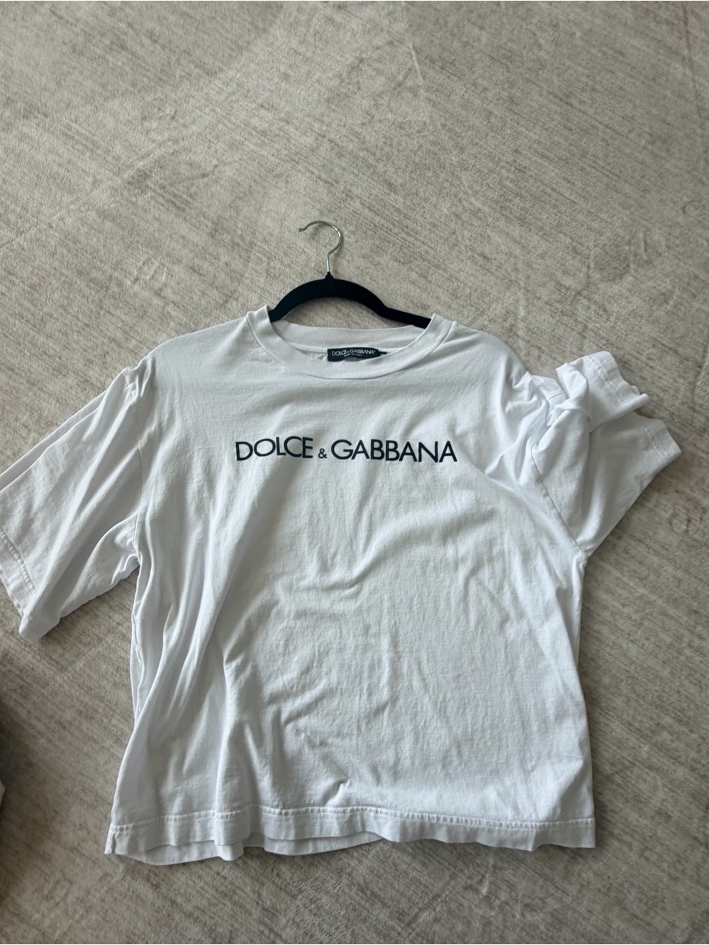 Dolce & Gabbana White Crewneck T-Shirt with Black Logo